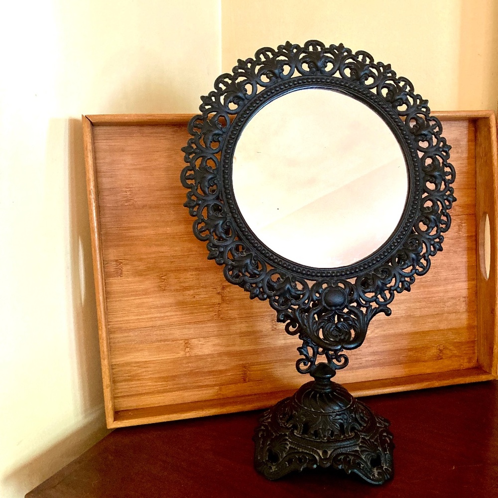 Beautiful vintage black table mirror